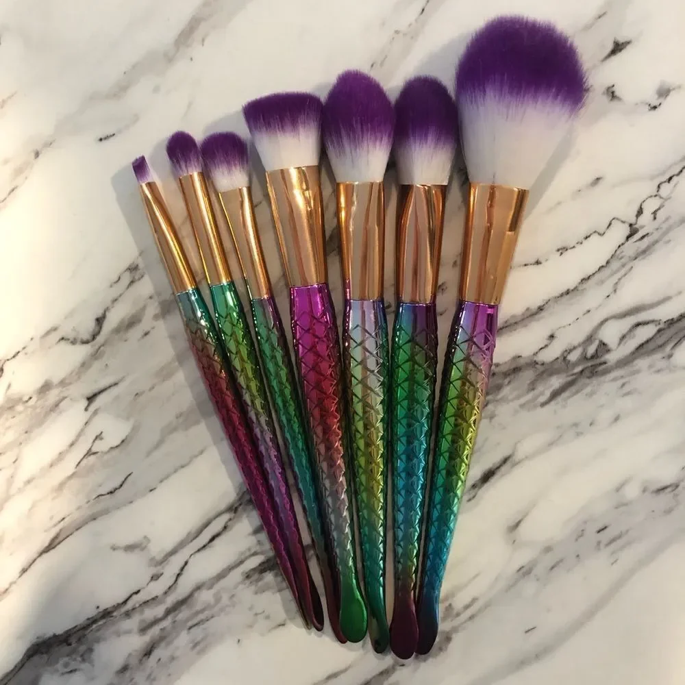 Mermaid Makeup Brushes - 7 Piece Set